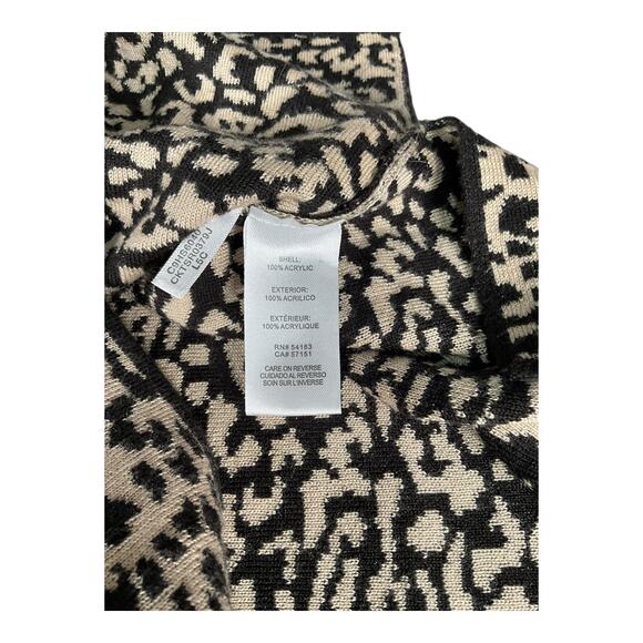 Calvin Klein Cowl Neck Tunic Sweater Medium Black Camel Cheetah Leopard Print - Picture 8 of 10